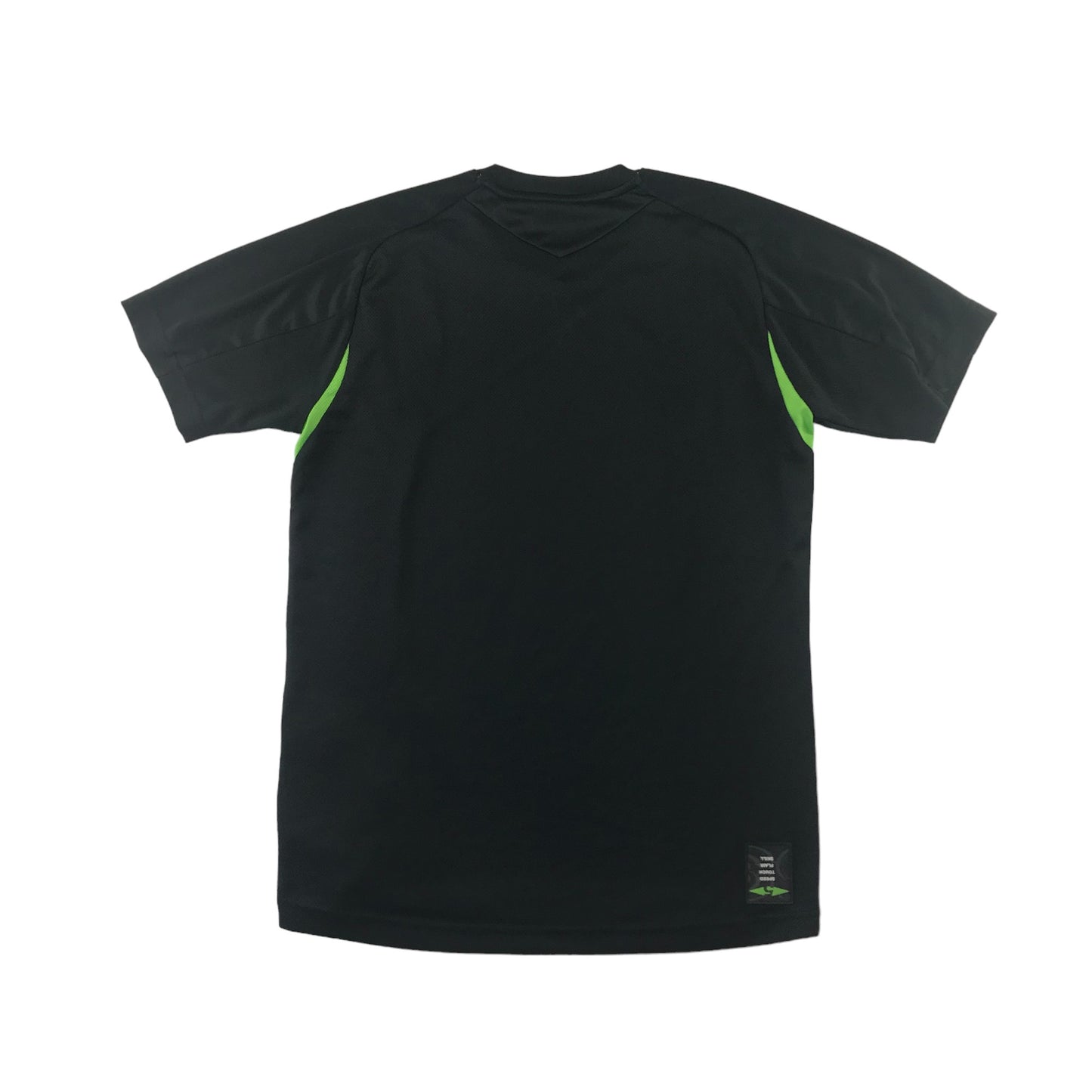 Umbro S5 Sports Top Age 13 Black Plain with Logo and Neon Green Details