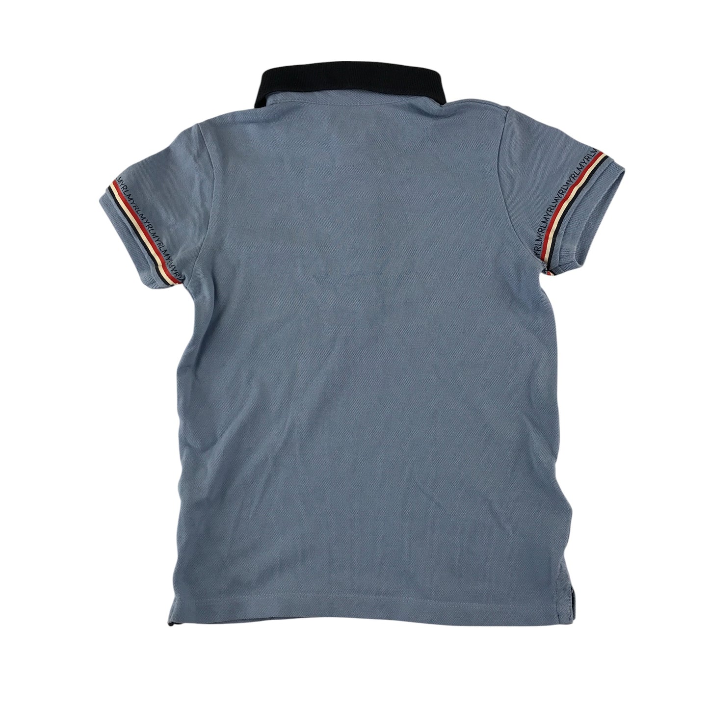 Mayoral polo shirt 5-6 years light blue stripy logo sleeve detail