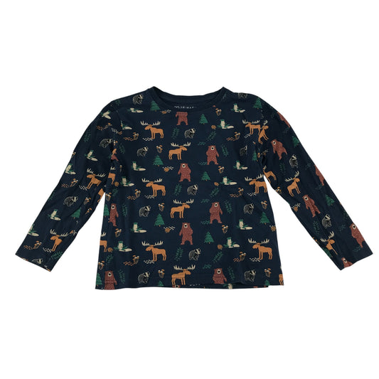 Primark t-shirt 5-6 years navy forest themed graphic print cotton