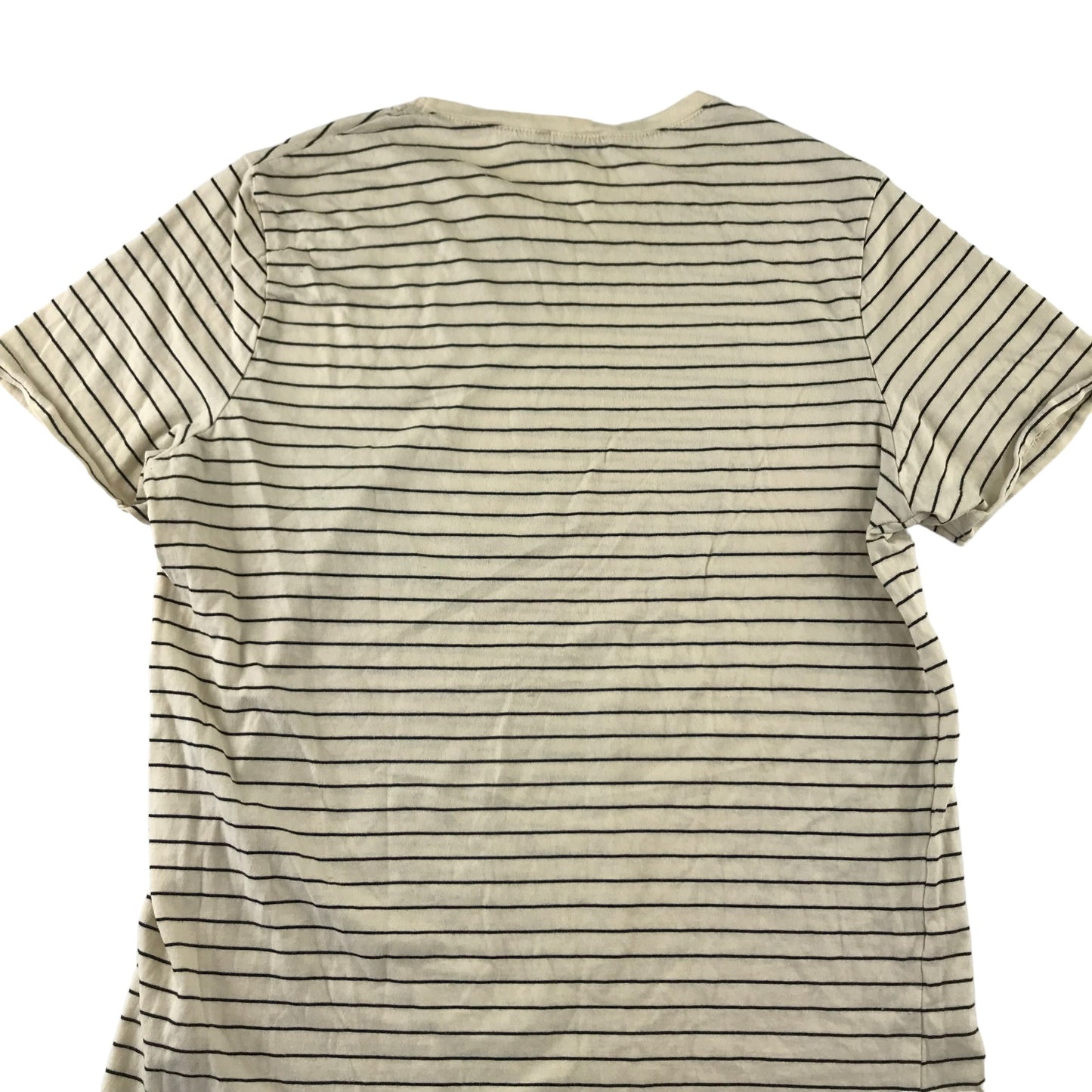 Zara T-shirt Women Size M Cream white and Black Stripy Cotton