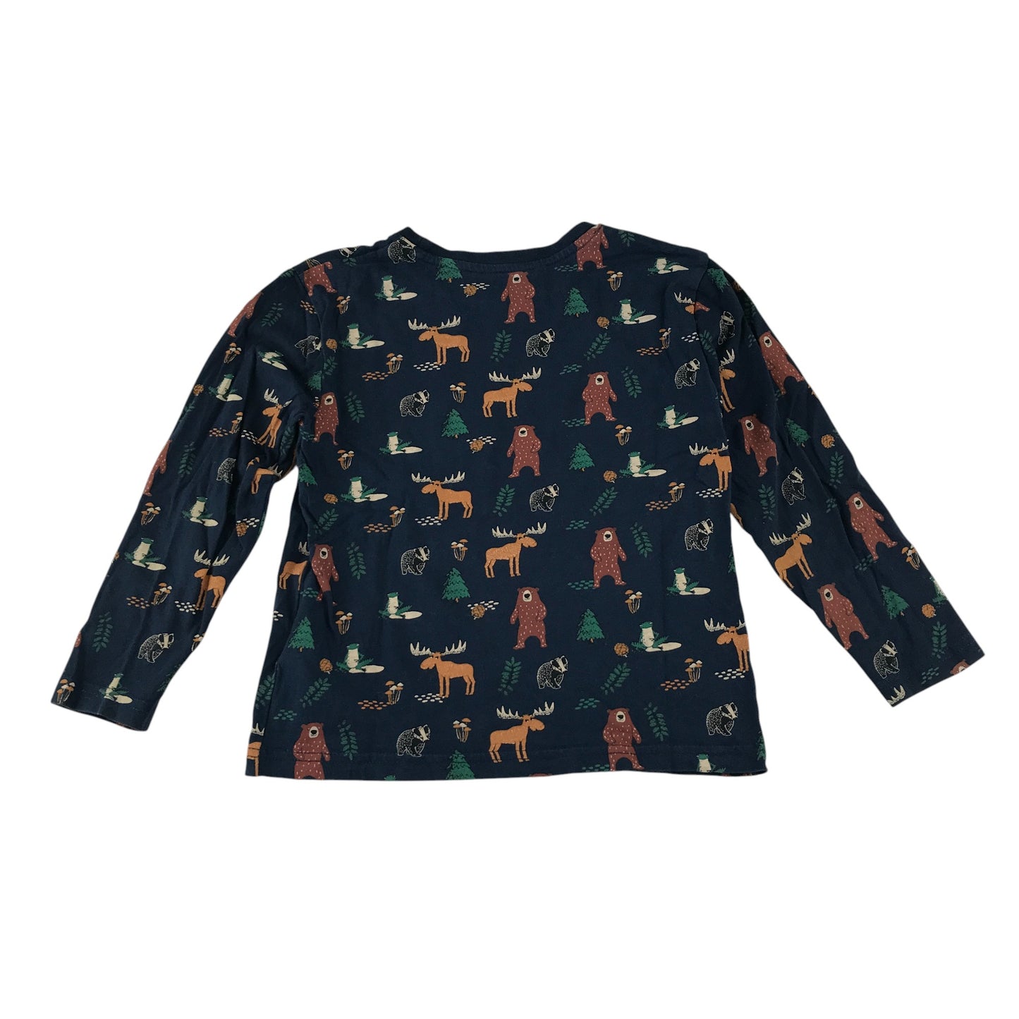 Primark t-shirt 5-6 years navy forest themed graphic print cotton