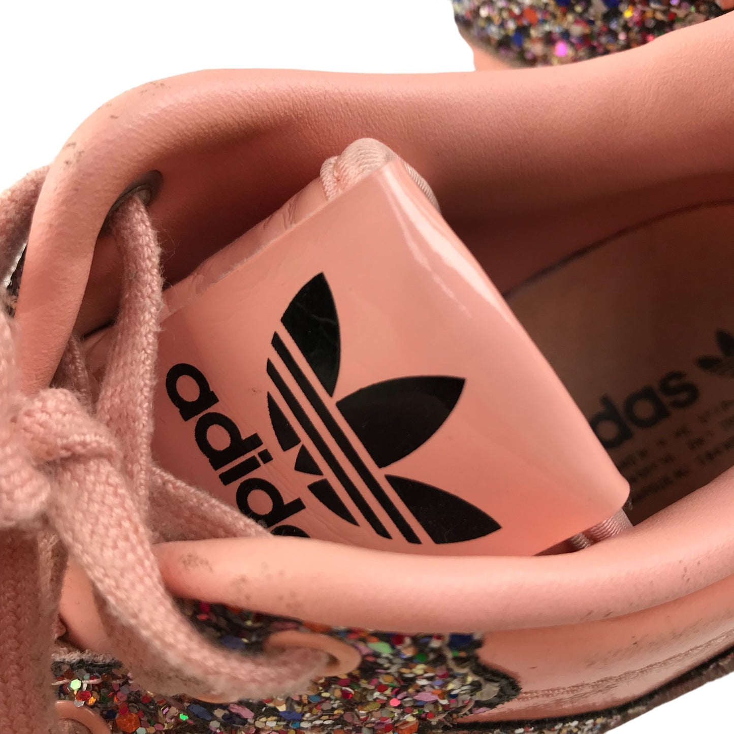 Adidas Trainers Shoe Size 4.5 Pink Glittery Sneakers with Laces