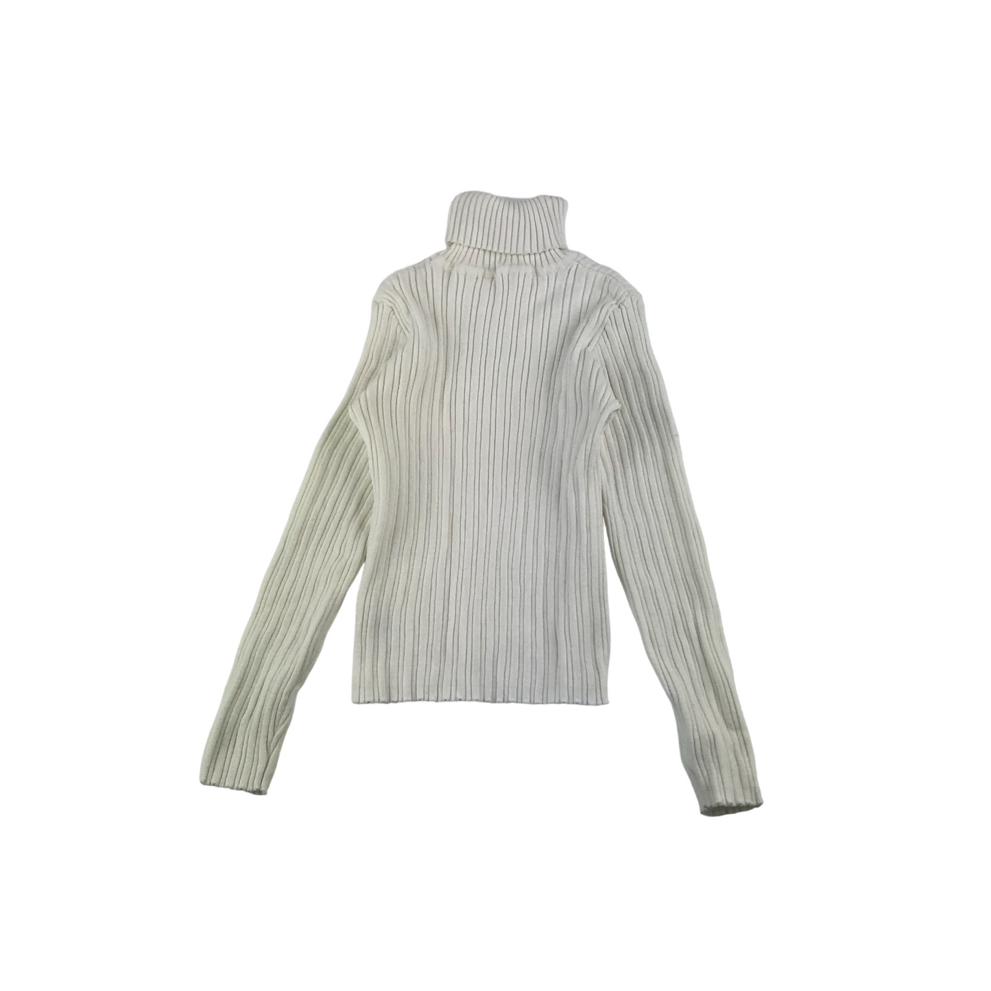 Nutmeg Knitted Turtleneck Age 6 White Stripy Textured Long Sleeve