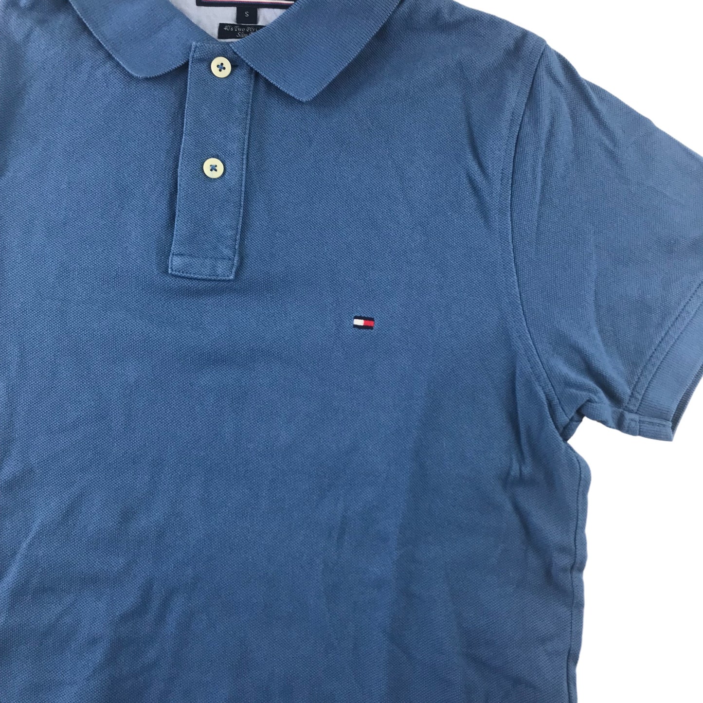 Tommy Hilfiger Polo Shirt Size Small Blue Short Sleeve Plain Slim Fit Cotton