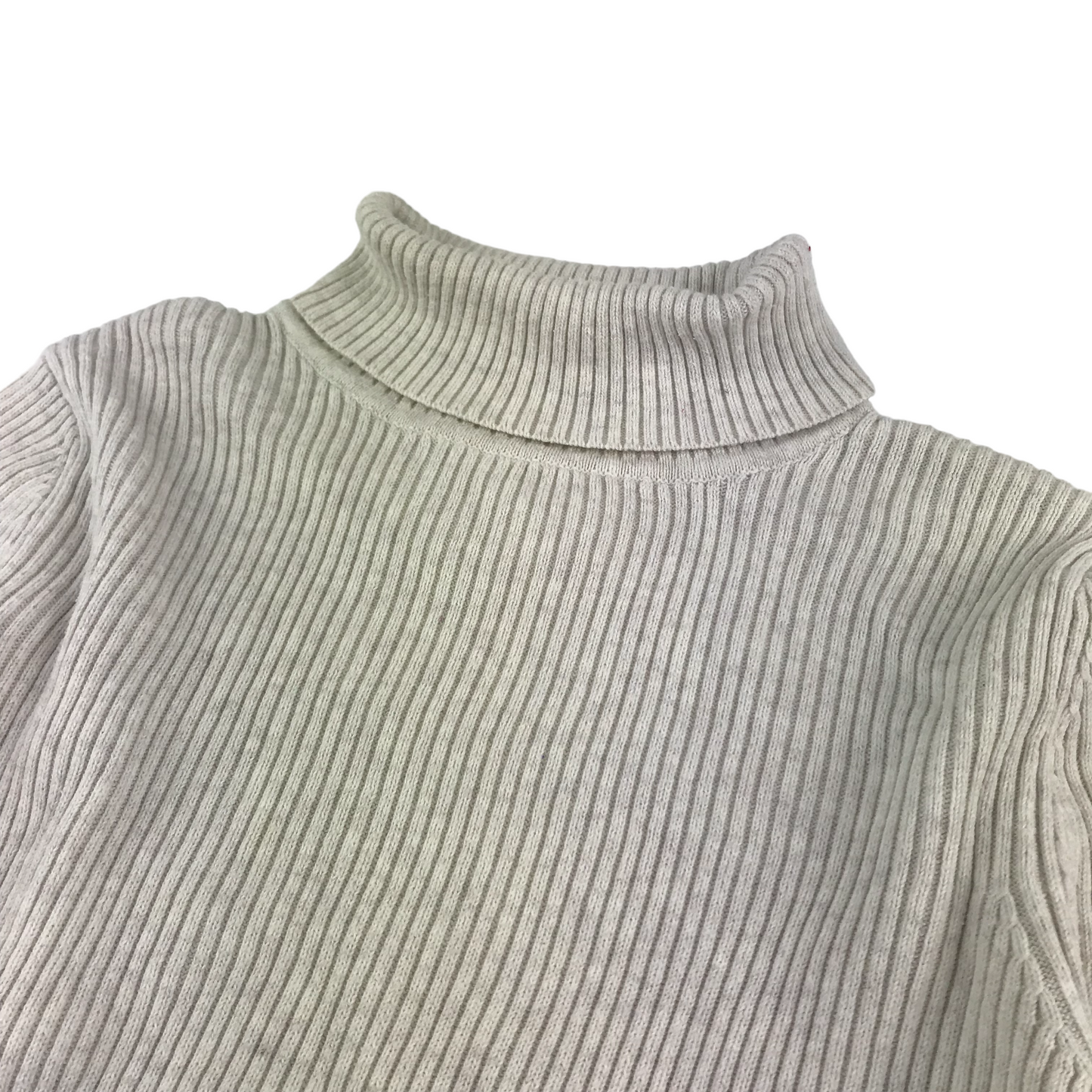 M&S Knitted Turtleneck Age 8 White Stripy Textured Long Sleeve