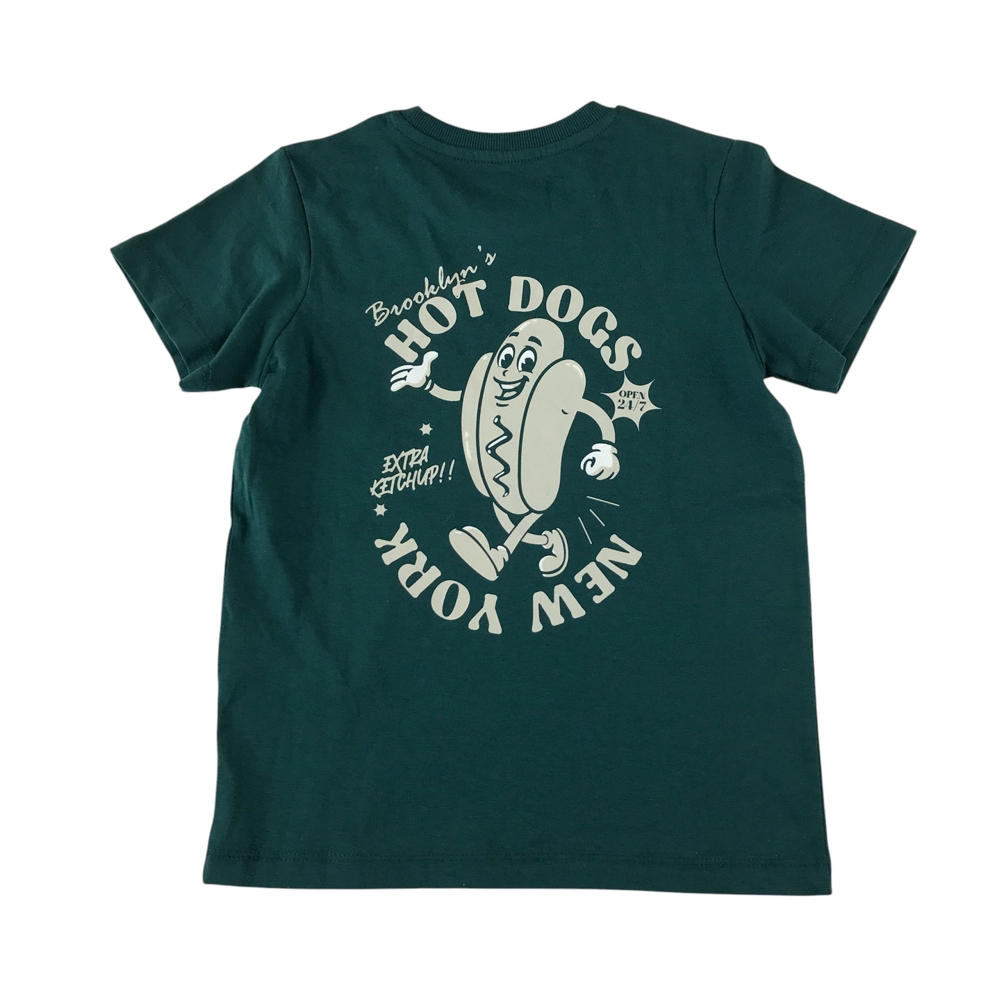 Matalan t-shirt 6-7 years dark green graphic design cotton
