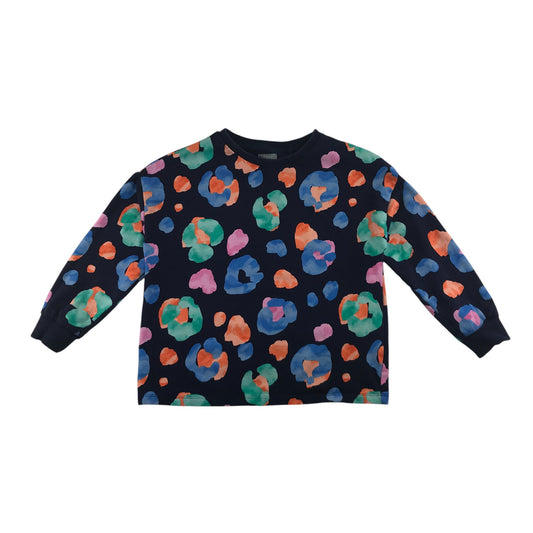 Next sweater 7-8 years navy and multicolour spot pattern cotton