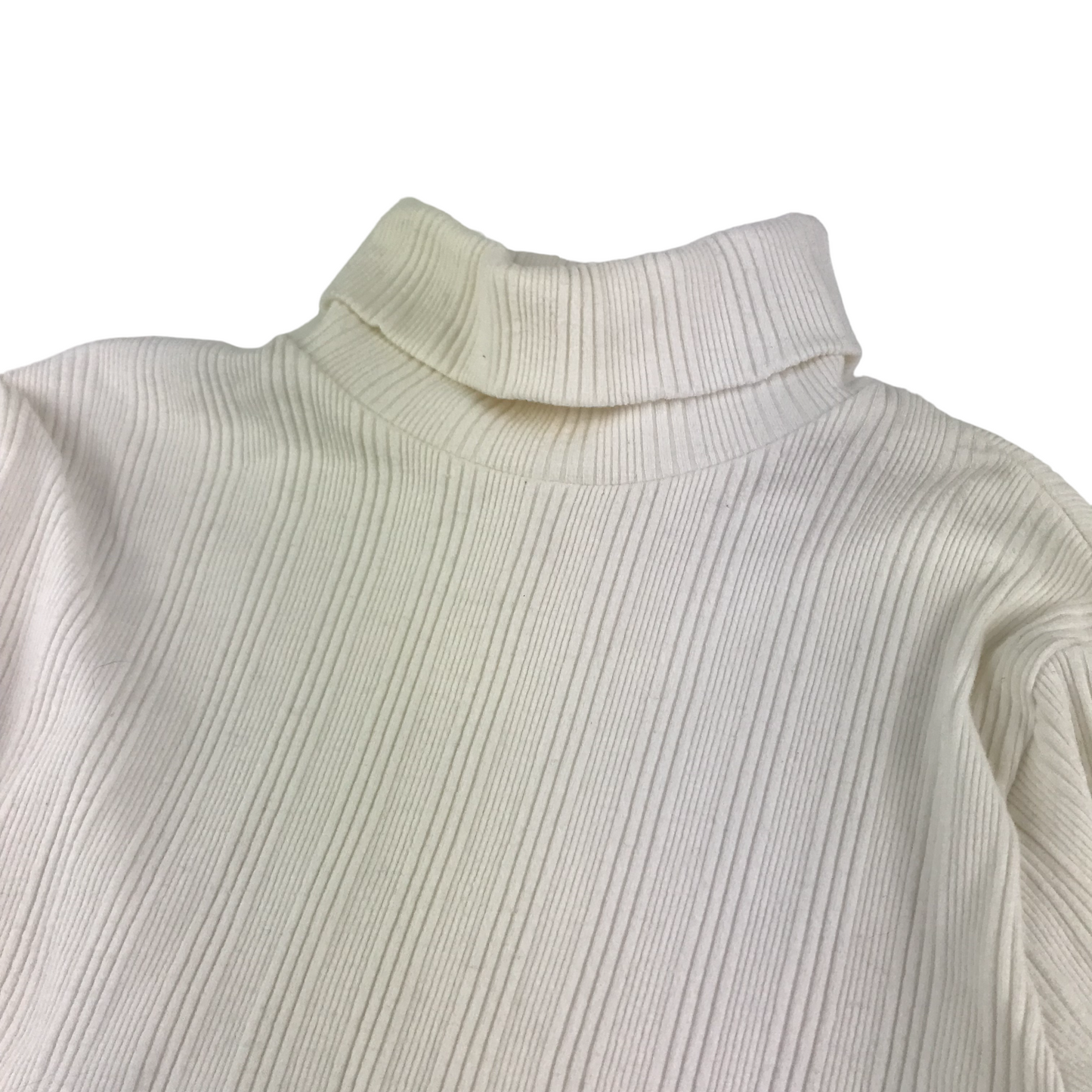 Nutmeg Knitted Turtleneck Age 13 White Stripy Textured Long Sleeve