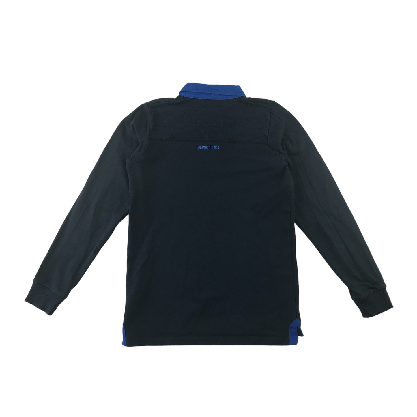 Rugby Heritage Sports Top Age 11 Black with Blue Collar Cotton