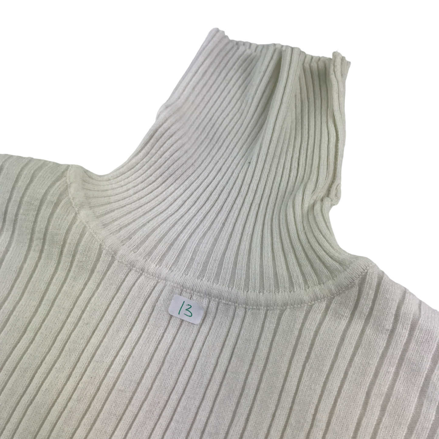 Nutmeg Knitted Turtleneck Age 13 White Stripy Textured Long Sleeve