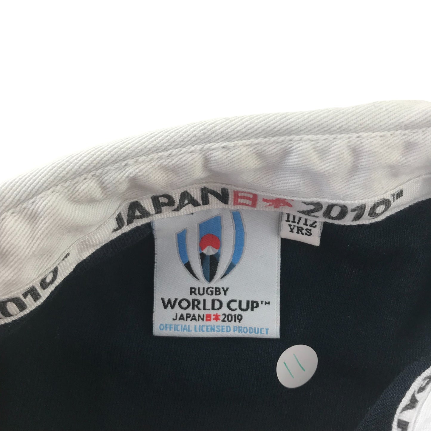 Rugby World Cup Japan 2019 Sports Top Age 11 Navy with White Collar and Blue Strip Across Chest Cotton