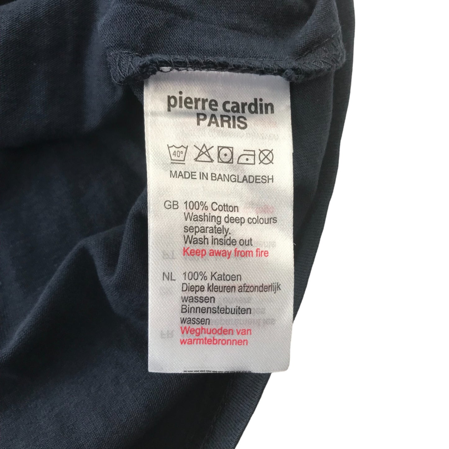 Pierre Cardin T-shirt Size Small Navy Blue Plain Short Sleeve Cotton