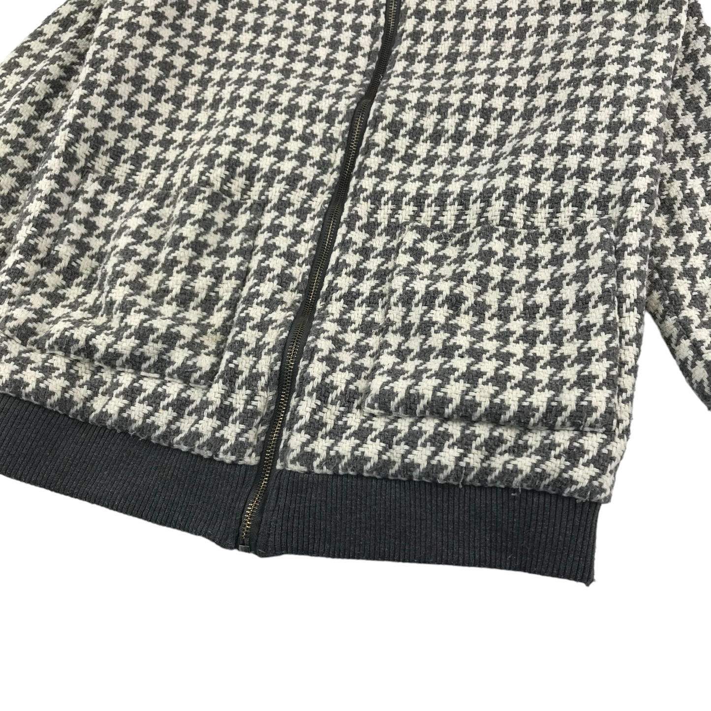 Forever 21 Jacket Size S Grey Houndstooth Knitted long bomber