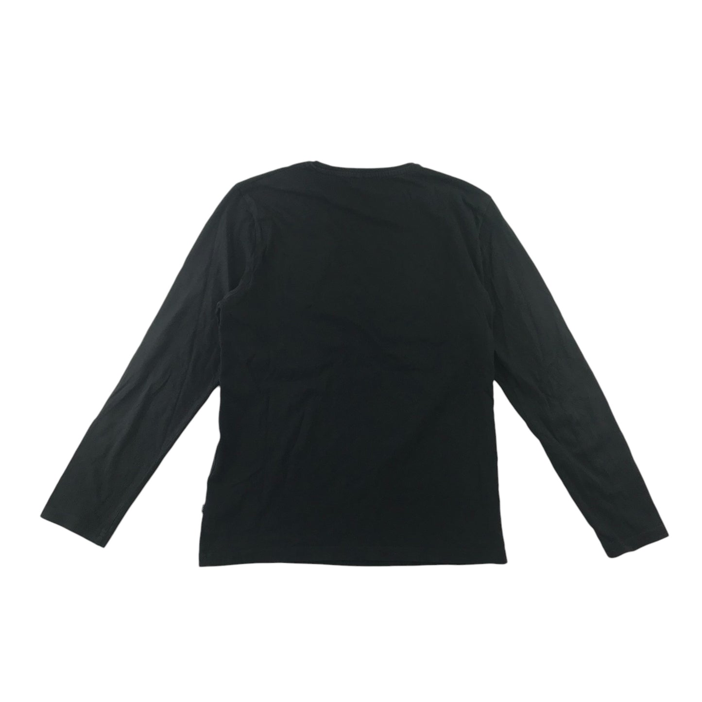 HUGO BOSS T-shirt Age 14 Black Long Sleeve Plain with Logo Cotton