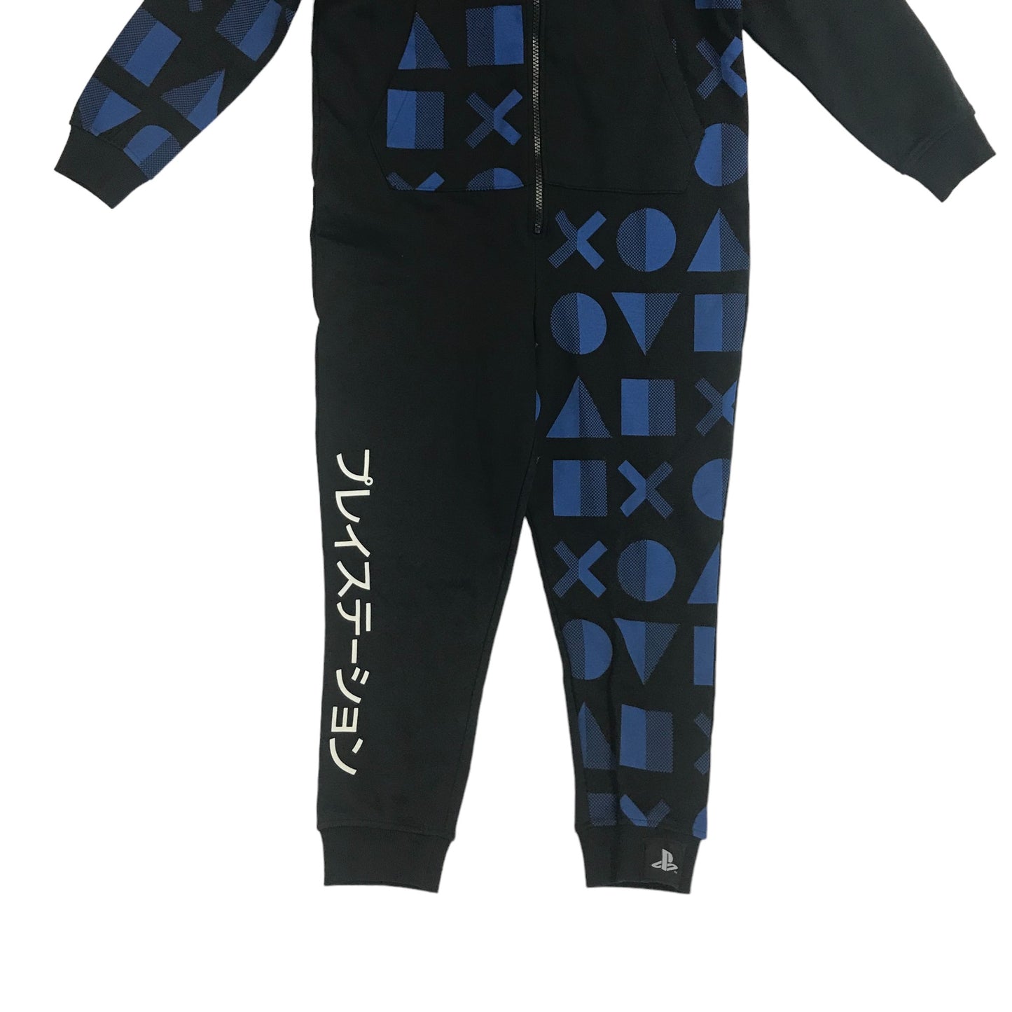 M&S Onesie Age 9 Black and Blue PlayStation Hooded Jumpsuit