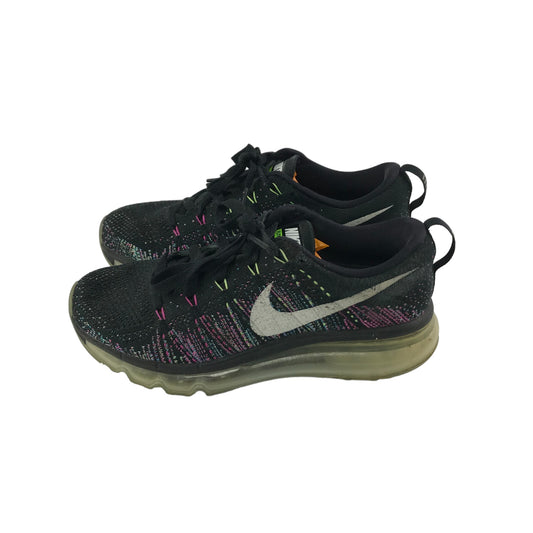Nike Flyknit Max Trainers Shoe Size 4 Black and multicoloured Knitted with Laces