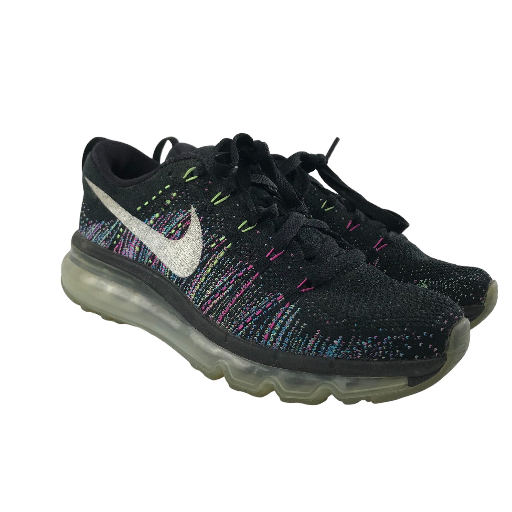 Nike Flyknit Max Trainers Shoe Size 4 Black and multicoloured Knitted ApparelXchange CIC