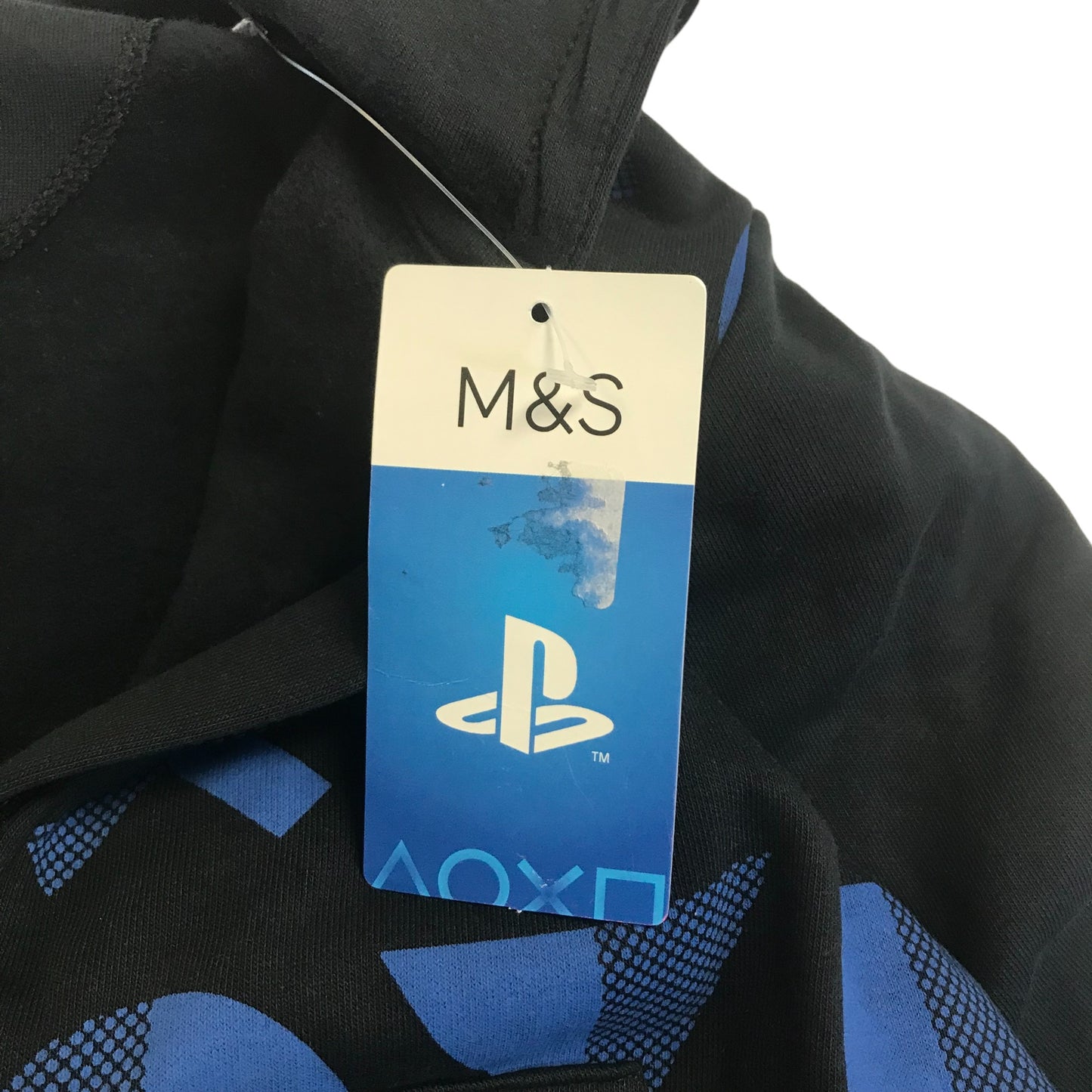 M&S Onesie Age 9 Black and Blue PlayStation Hooded Jumpsuit