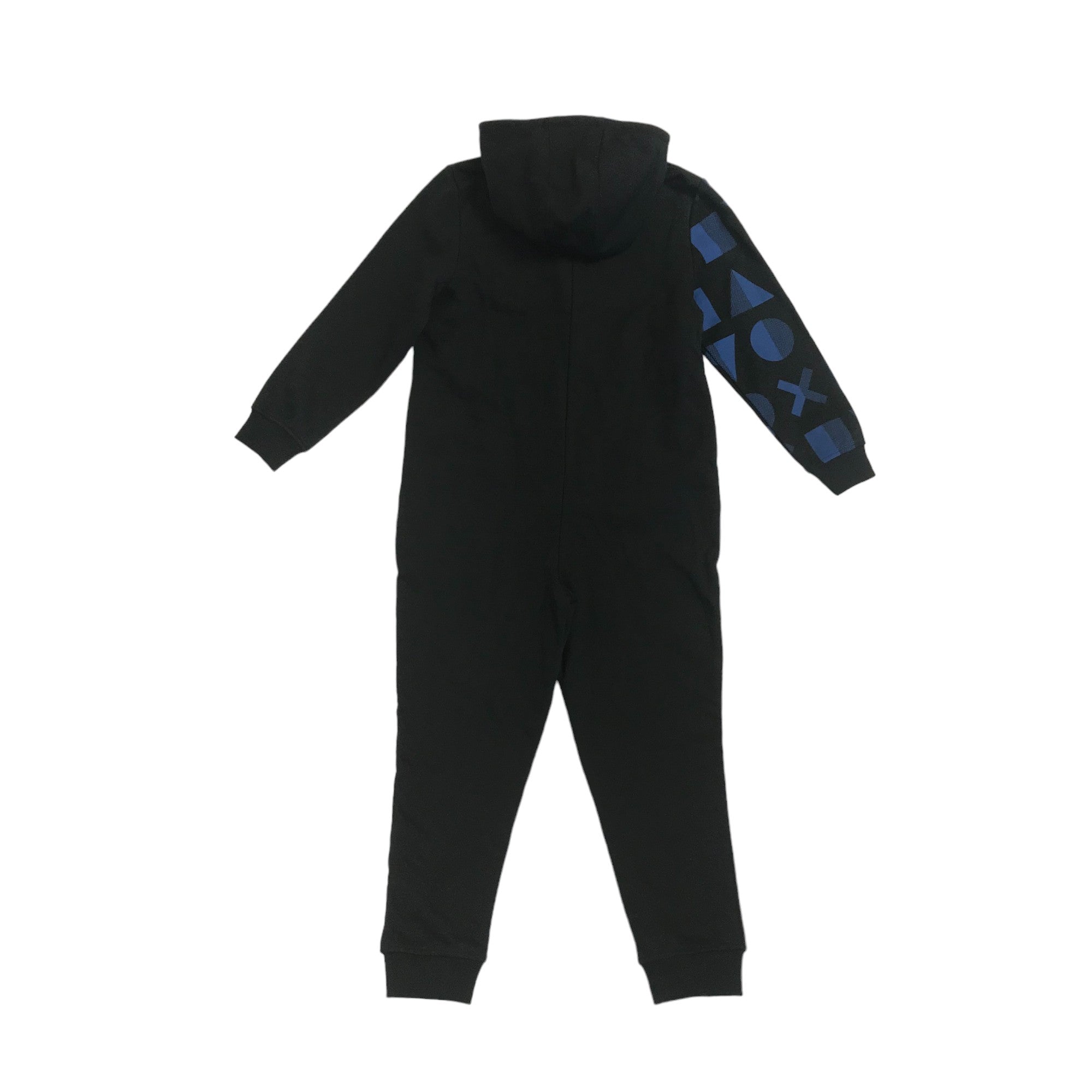 M S Onesie Age 9 Black and Blue PlayStation Hooded Jumpsuit