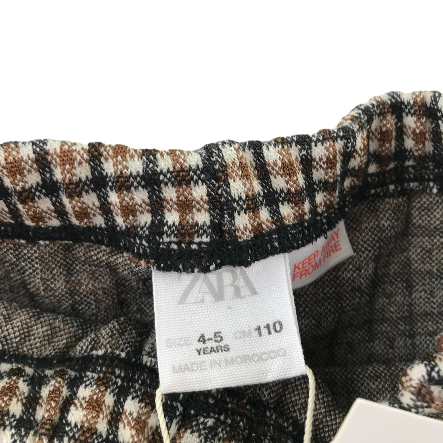 Zara leggings 4-5 years brown check pattern