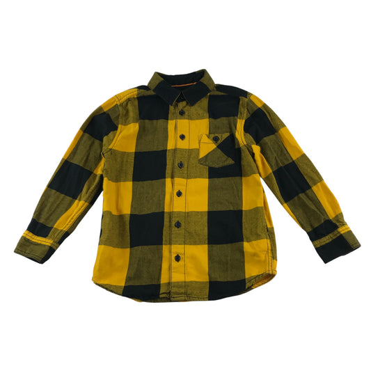 John Lewis shirt 7-8 years yellow and black checked button up cotton