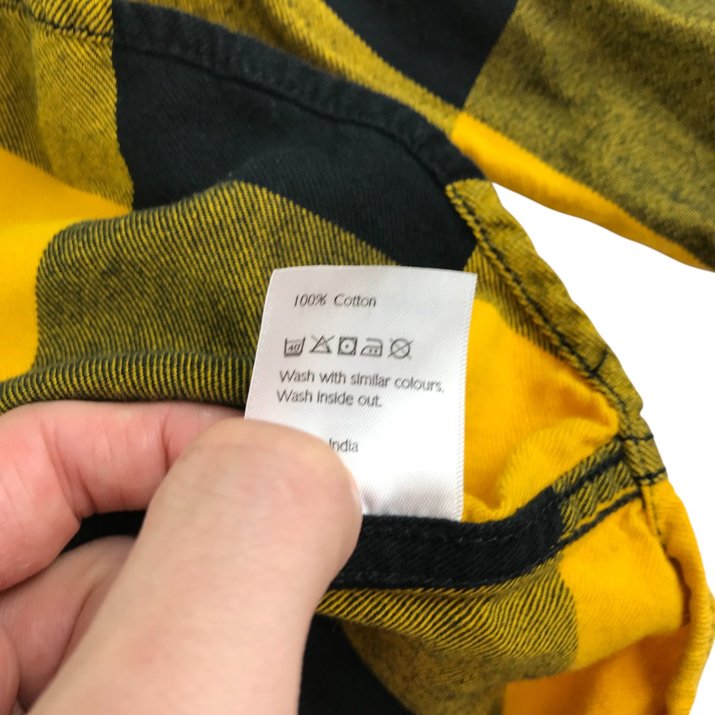John Lewis shirt 7-8 years yellow and black checked button up cotton