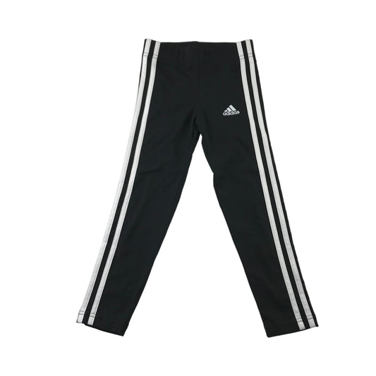 Adidas sport leggings 5-6 years black cotton blend with white stripes