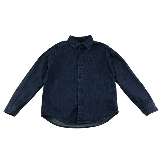 Uniqlo shirt 7-8 years blue denim button up cotton