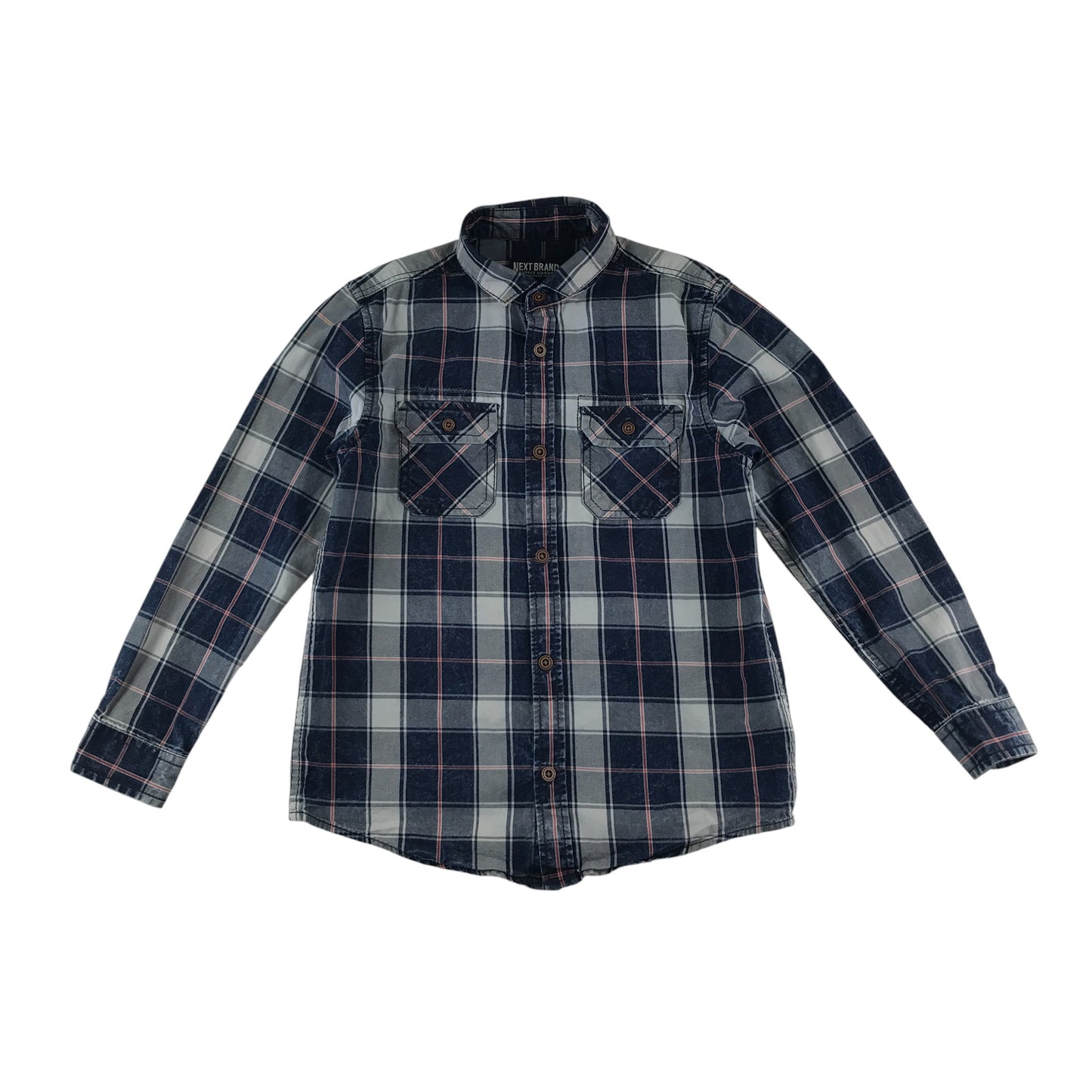 Next shirt 8-9 years grey navy and red checked button up cotton