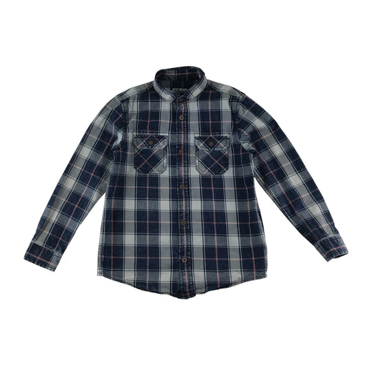 Next shirt 8-9 years grey navy and red checked button up cotton