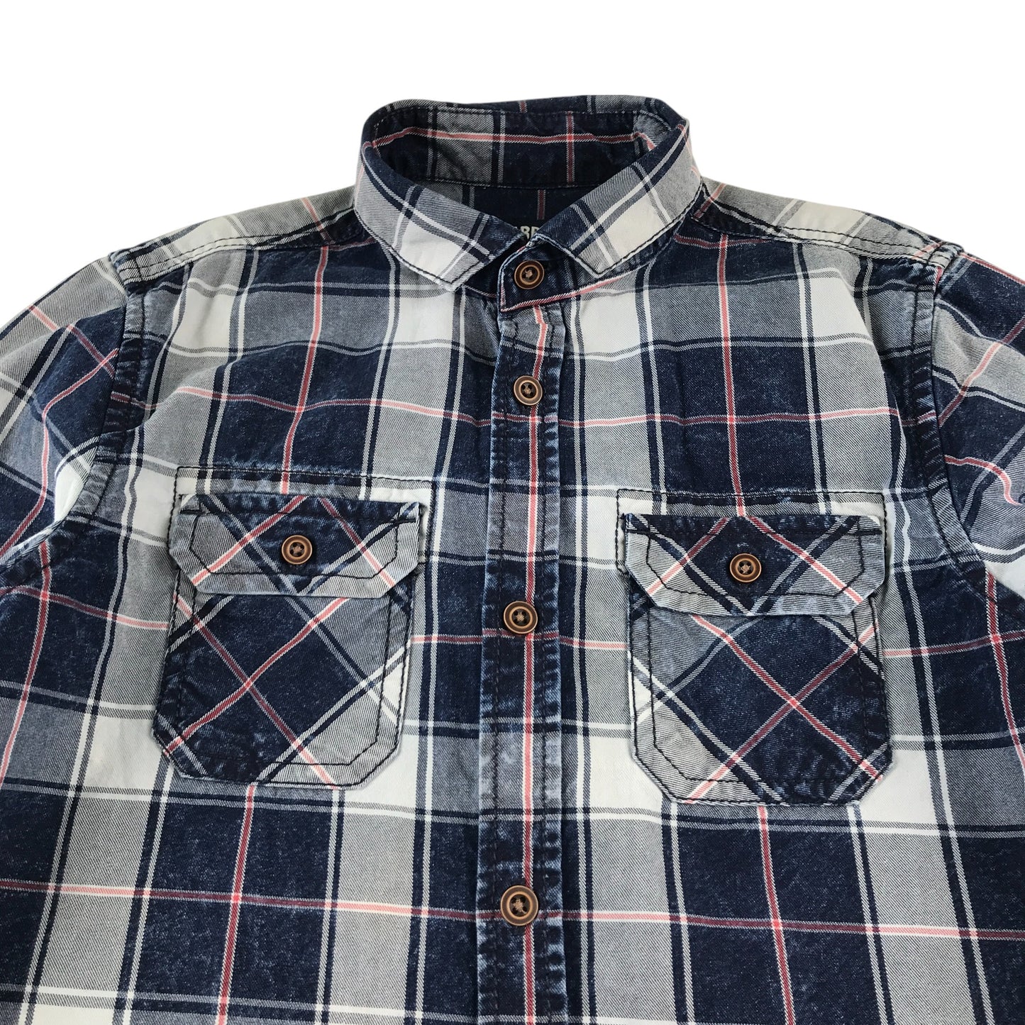 Next shirt 8-9 years grey navy and red checked button up cotton