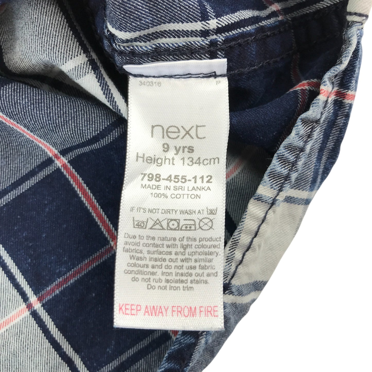 Next shirt 8-9 years grey navy and red checked button up cotton