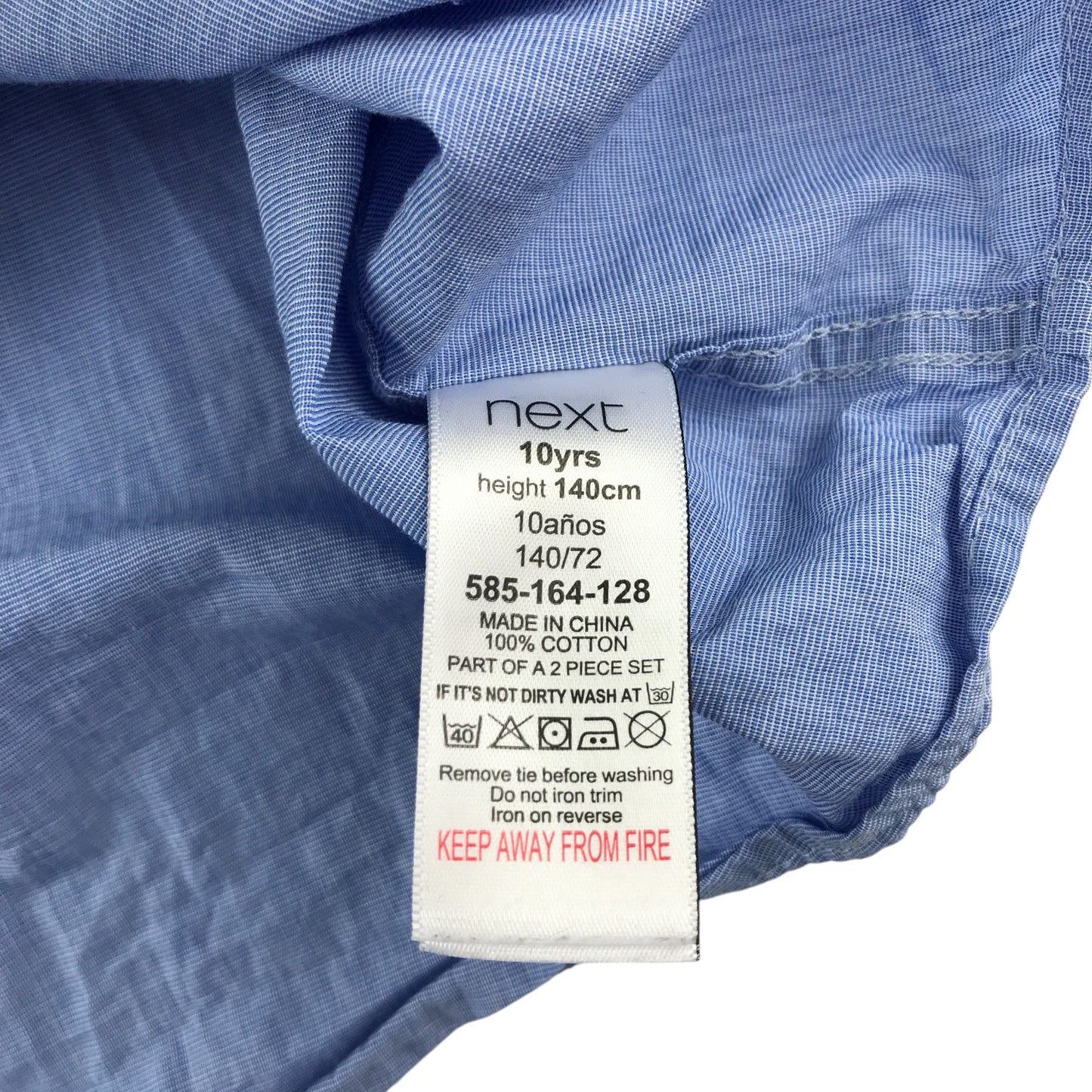 Next shirt 9-10 years blue plain button up cotton