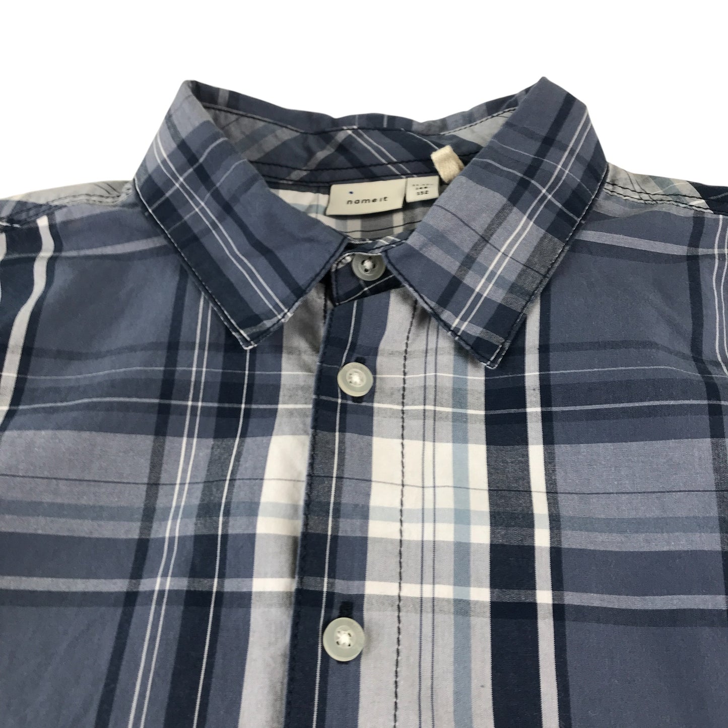Nameit shirt 11-12 years greyish blue and white checked button up cotton