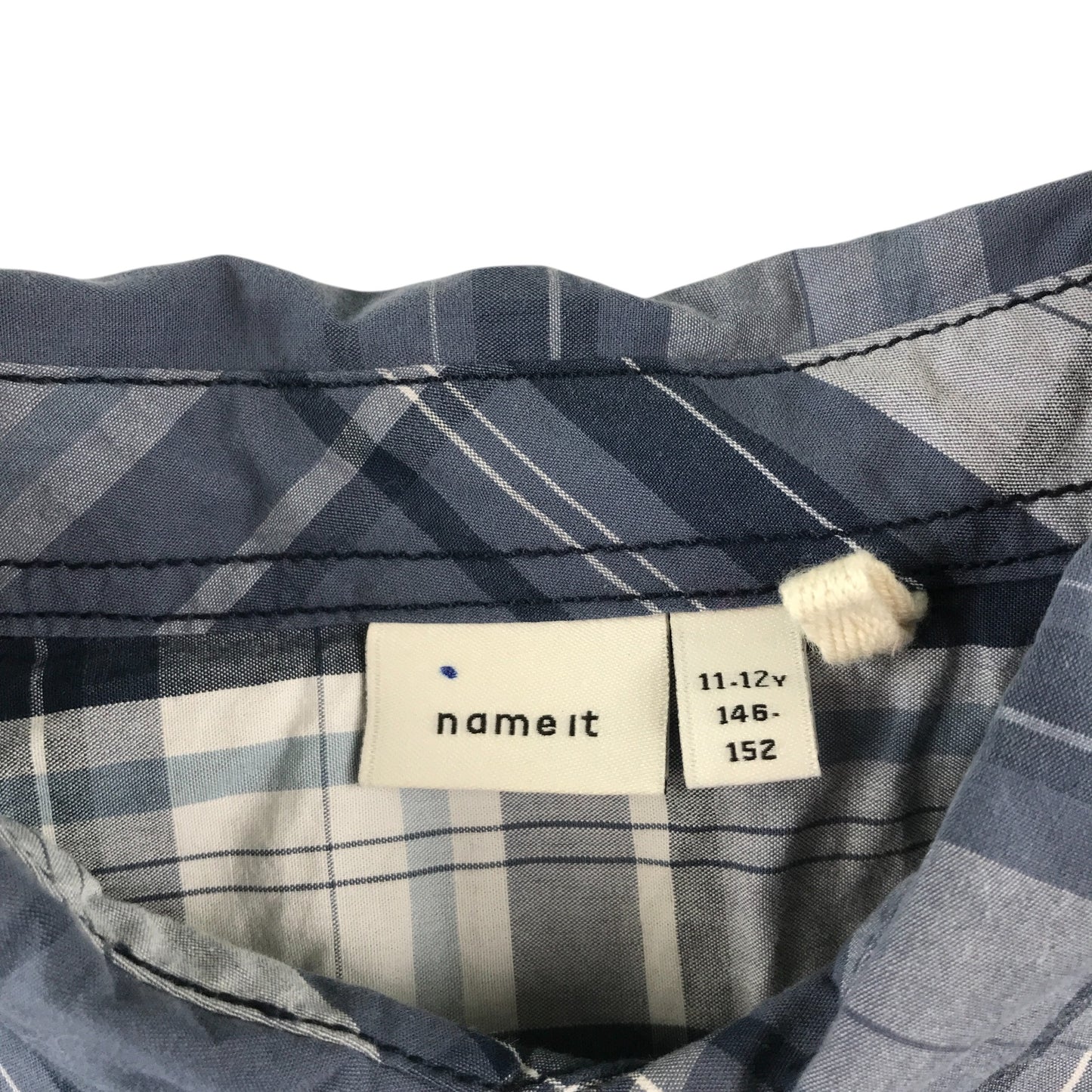 Nameit shirt 11-12 years greyish blue and white checked button up cotton