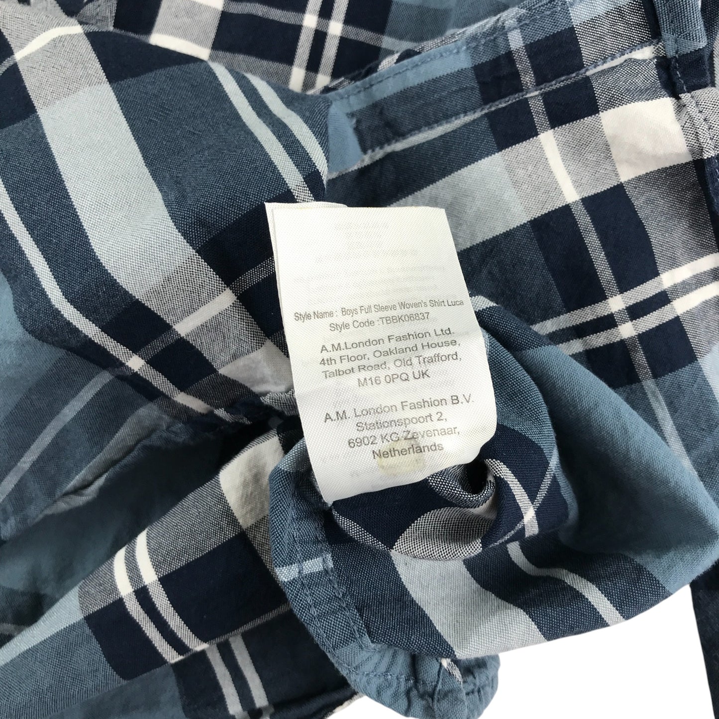 Threadboys shirt 11-12 years greyish blue and white checked button up cotton