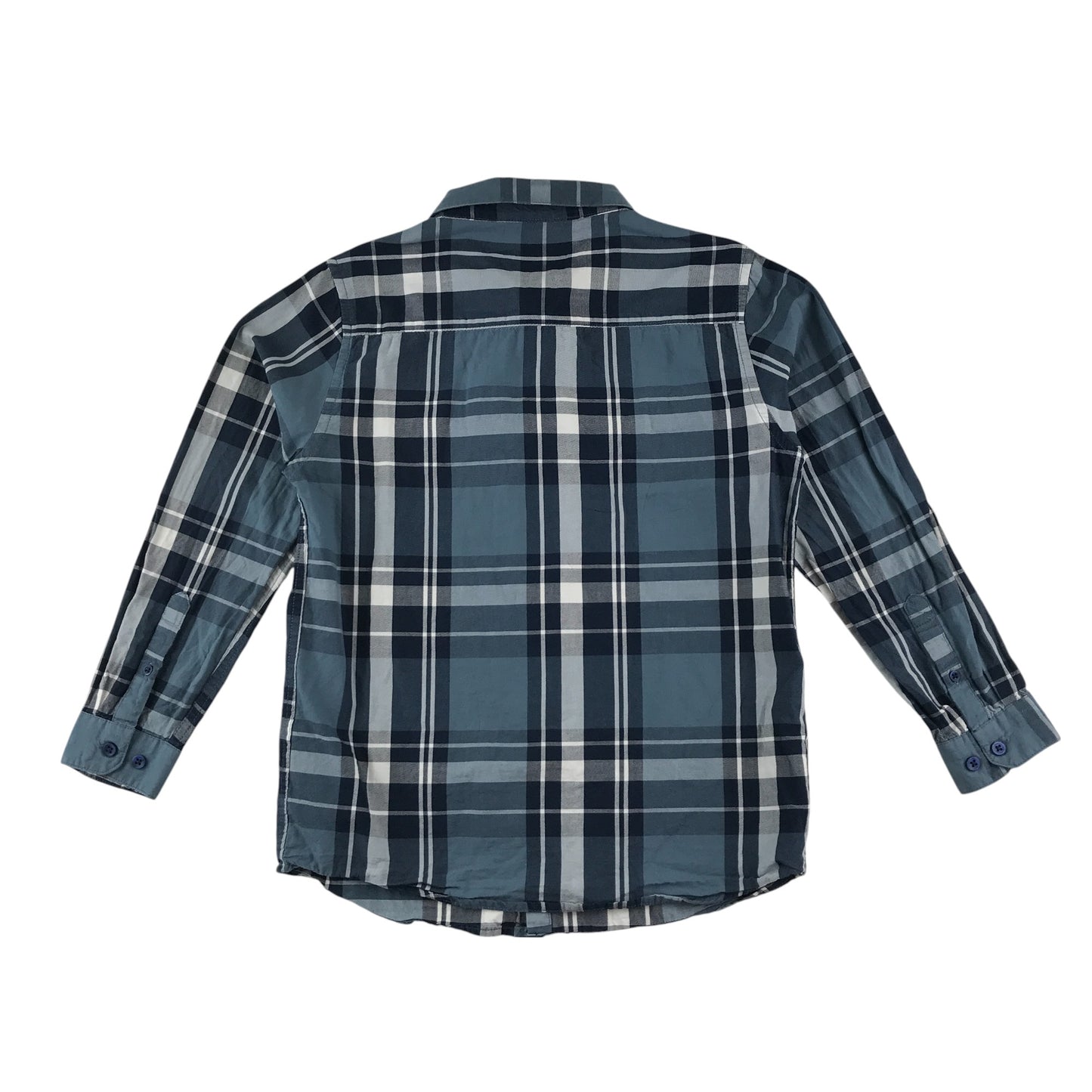 Threadboys shirt 11-12 years greyish blue and white checked button up cotton
