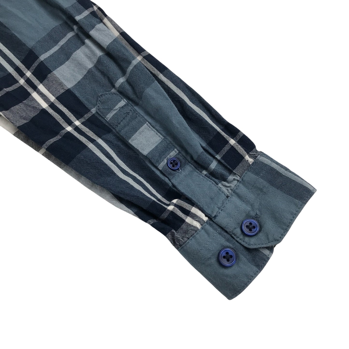 Threadboys shirt 11-12 years greyish blue and white checked button up cotton