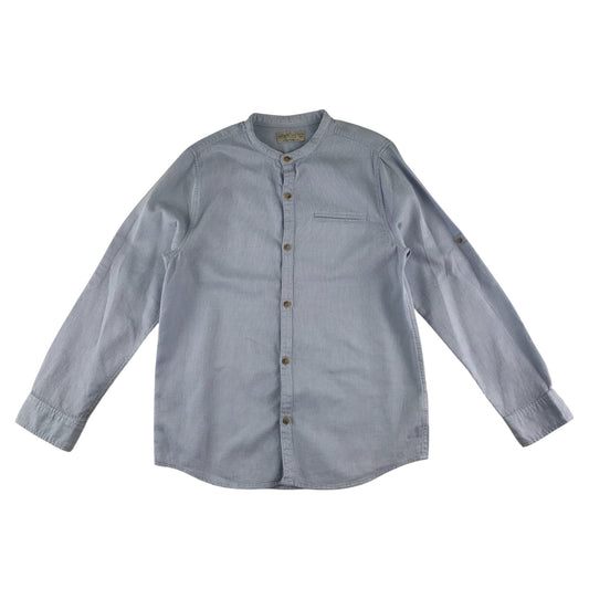 Zara shirt 11-12 years light blue button up round neckline cotton