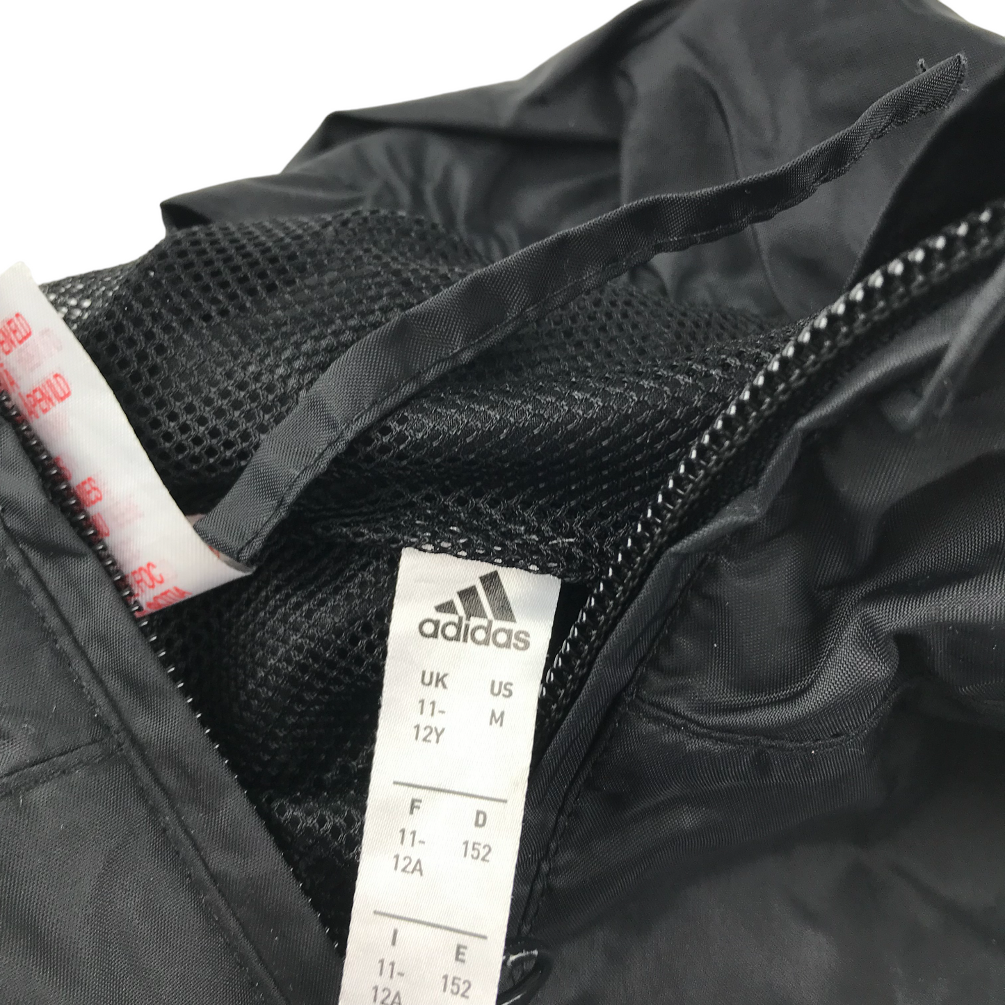 Adidas Jacket Age 11 Black Light Windbreaker