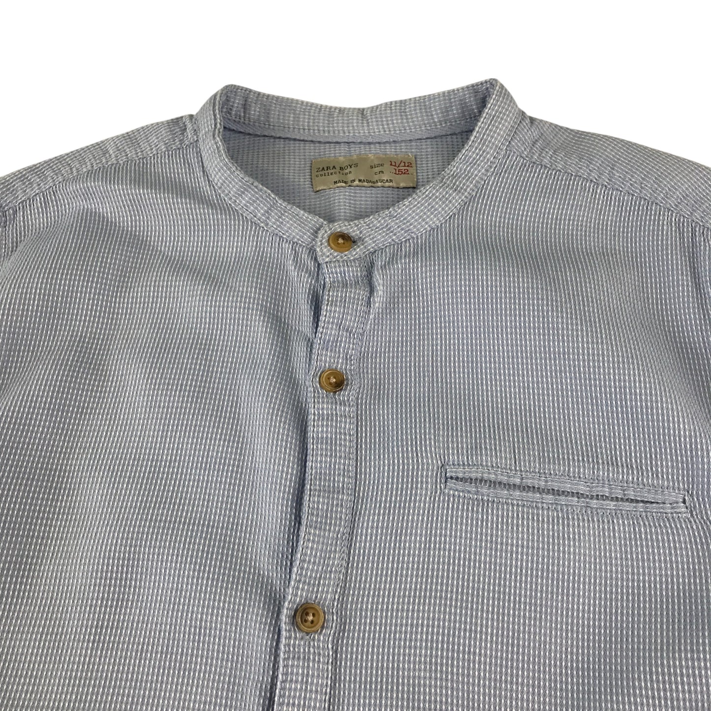 Zara shirt 11-12 years light blue button up round neckline cotton