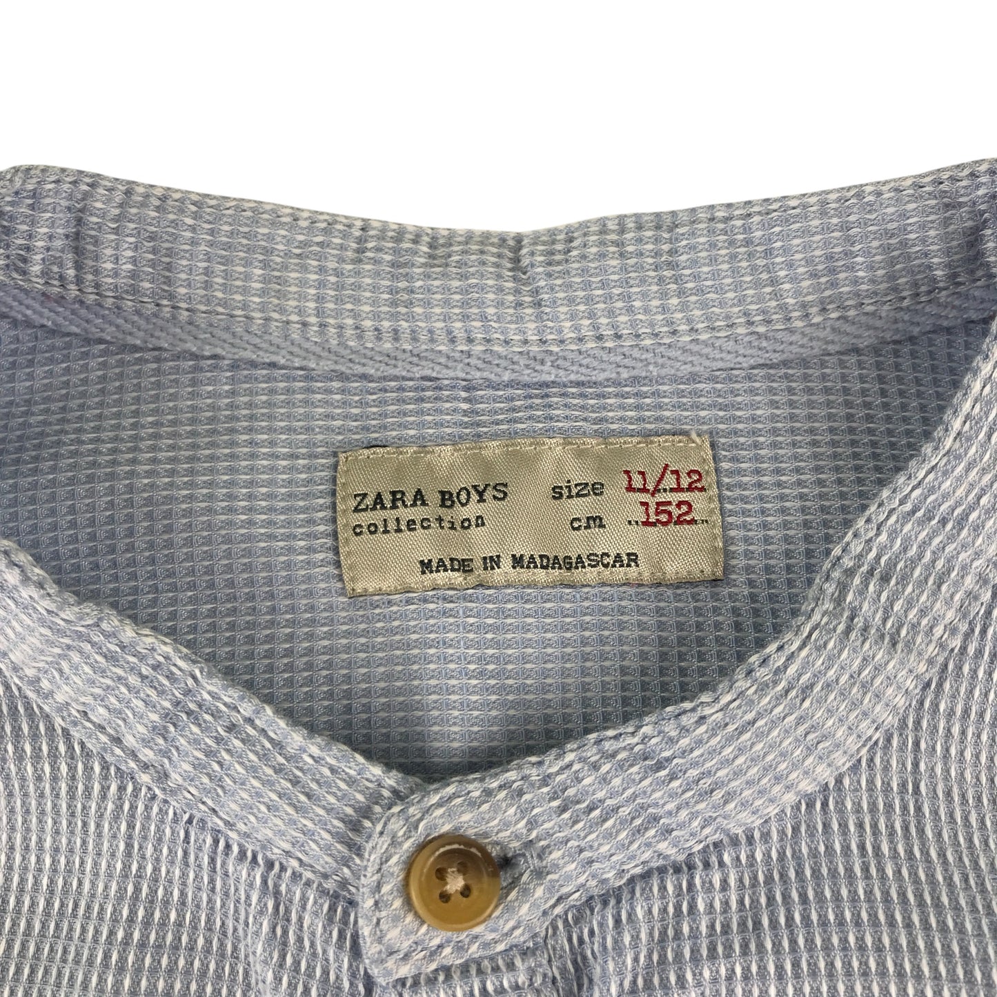 Zara shirt 11-12 years light blue button up round neckline cotton