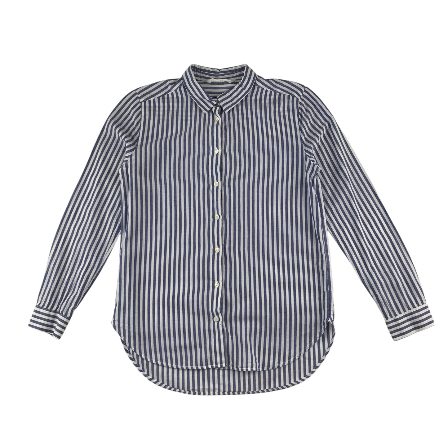 H&M shirt 12-13 years blue and white stripy button up cotton