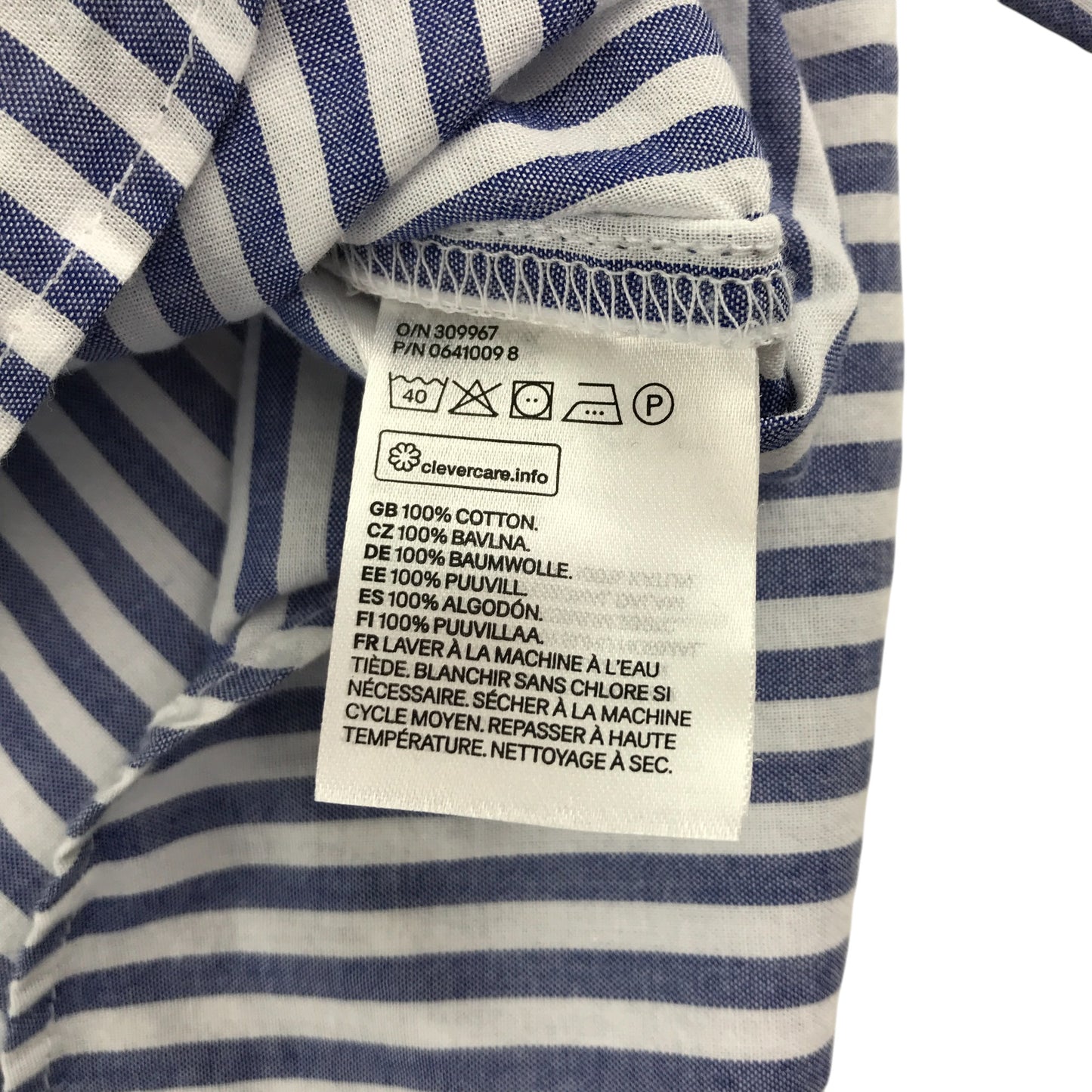 H&M shirt 12-13 years blue and white stripy button up cotton