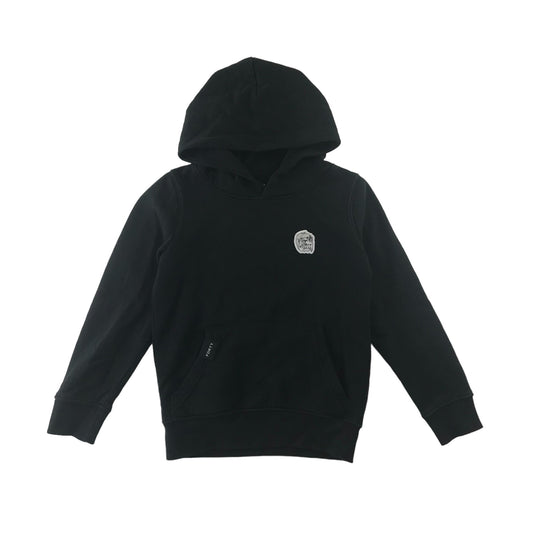 Forty Hoodie Age 7 Black Plain with Embroidered Logo