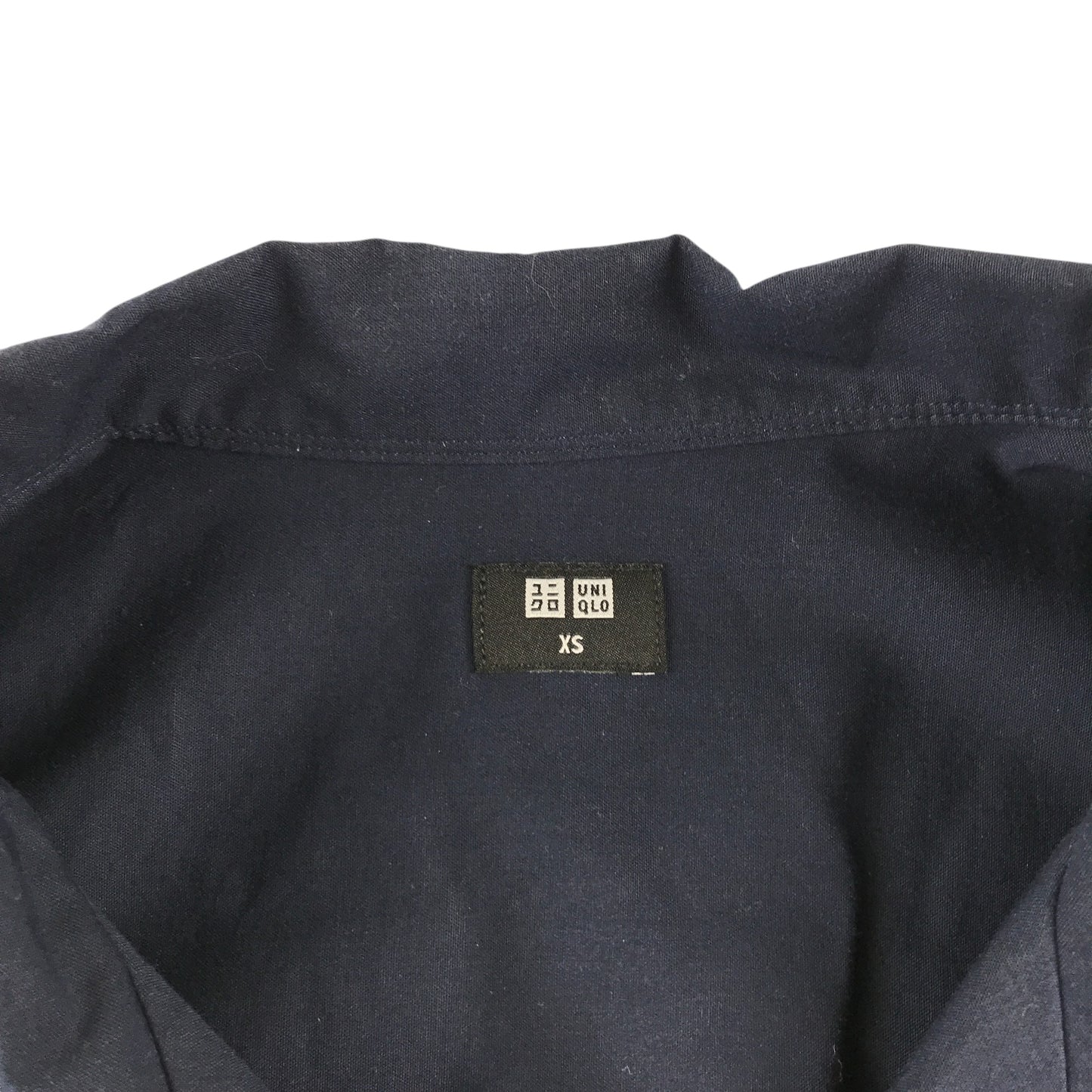 Uniqlo shirt men's XS navy plain button up short sleeve with embroidered fish