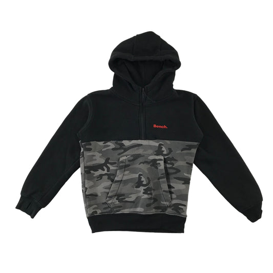 Bench hoodie 7-8 years black panelled grey camo half zipper