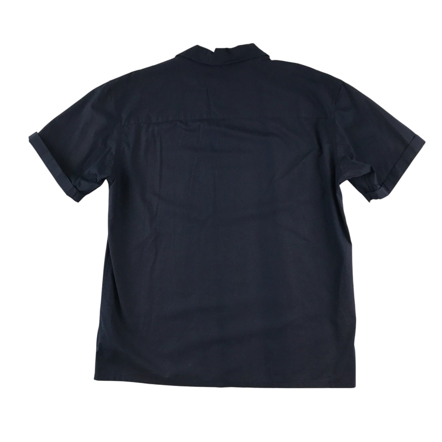 Uniqlo shirt men's XS navy plain button up short sleeve with embroidered fish