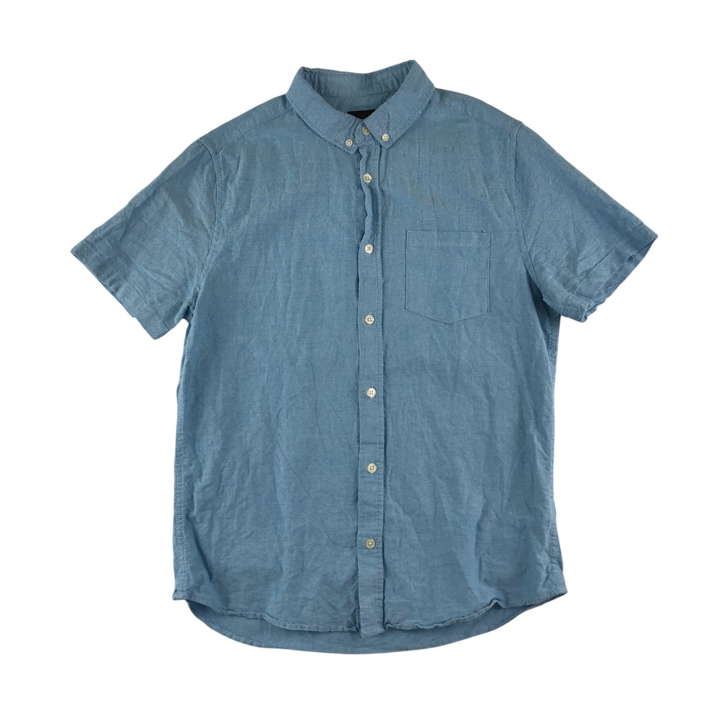 Burton shirt men's M blue plain button up short sleeve cotton