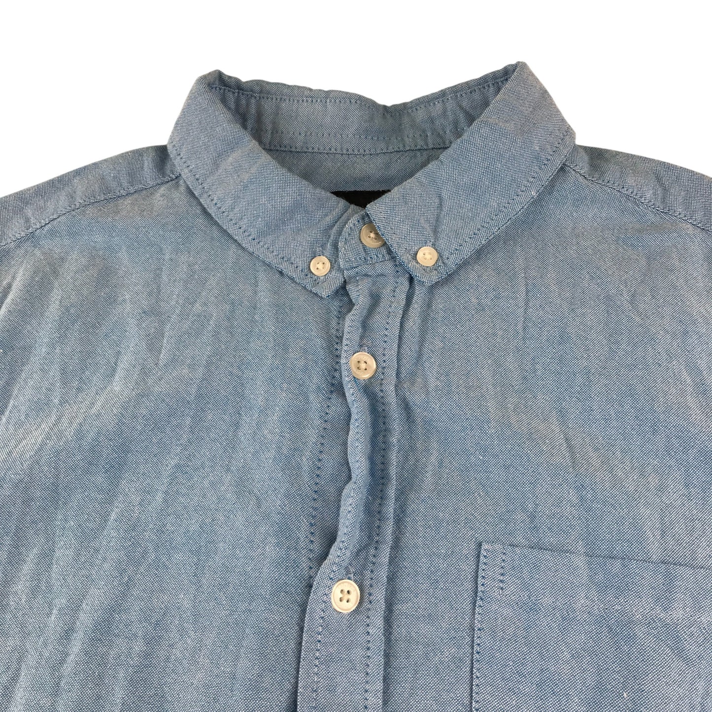 Burton shirt men's M blue plain button up short sleeve cotton